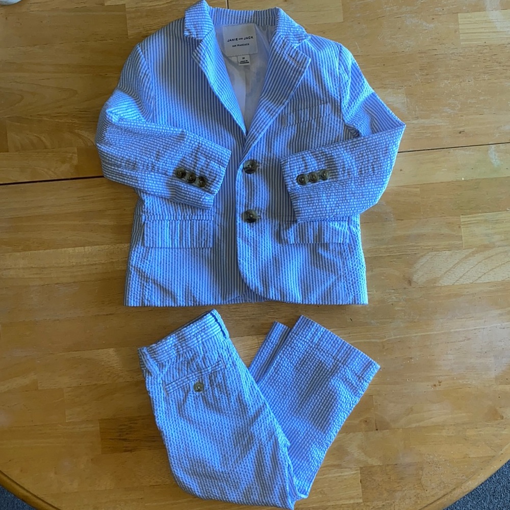 Janie & Jack 2T Seersucker Jacket and Pants Suit
